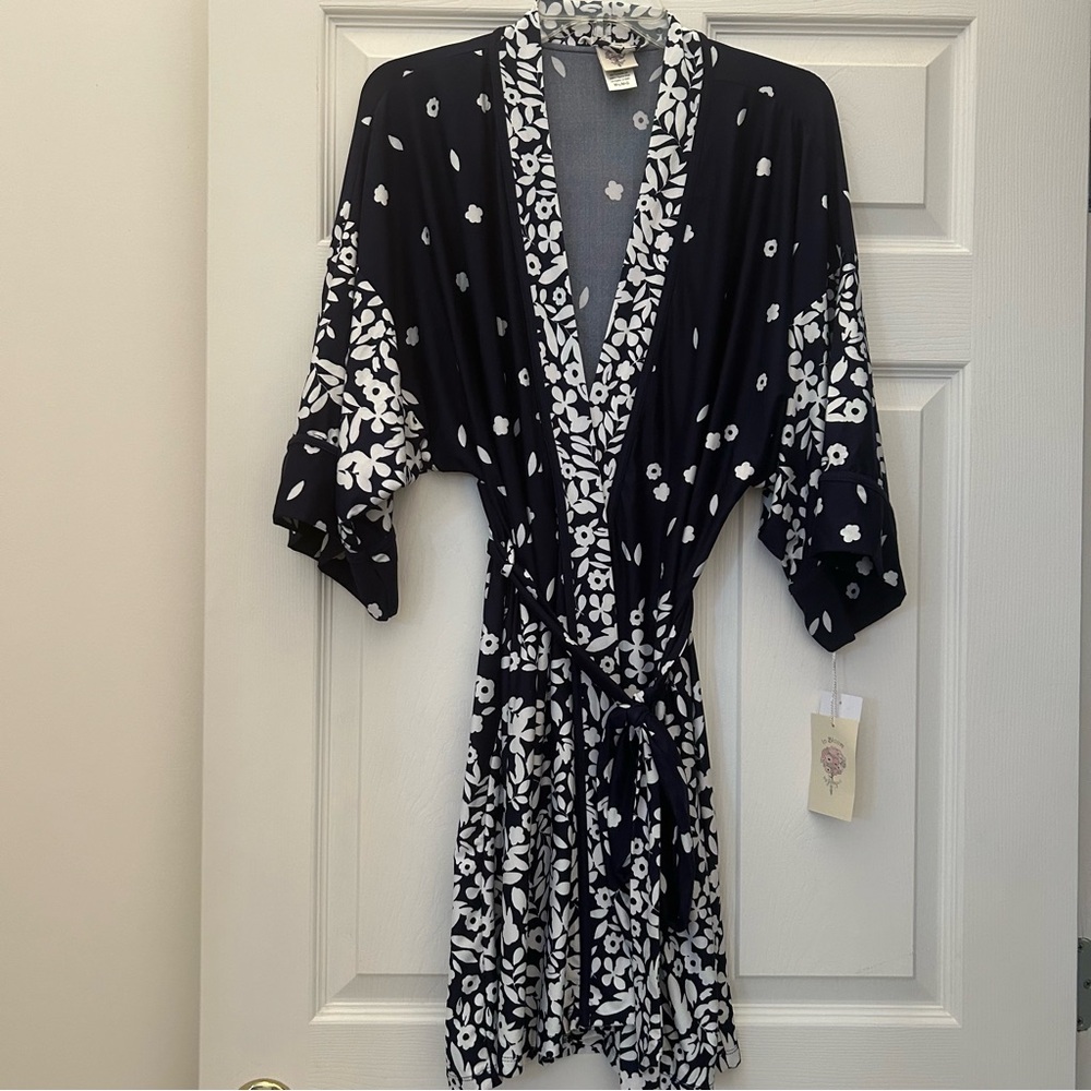 In Bloom by Jonquil Navy Blue Floral Kimono Robe - 3 Available! - Picture 13 of 13